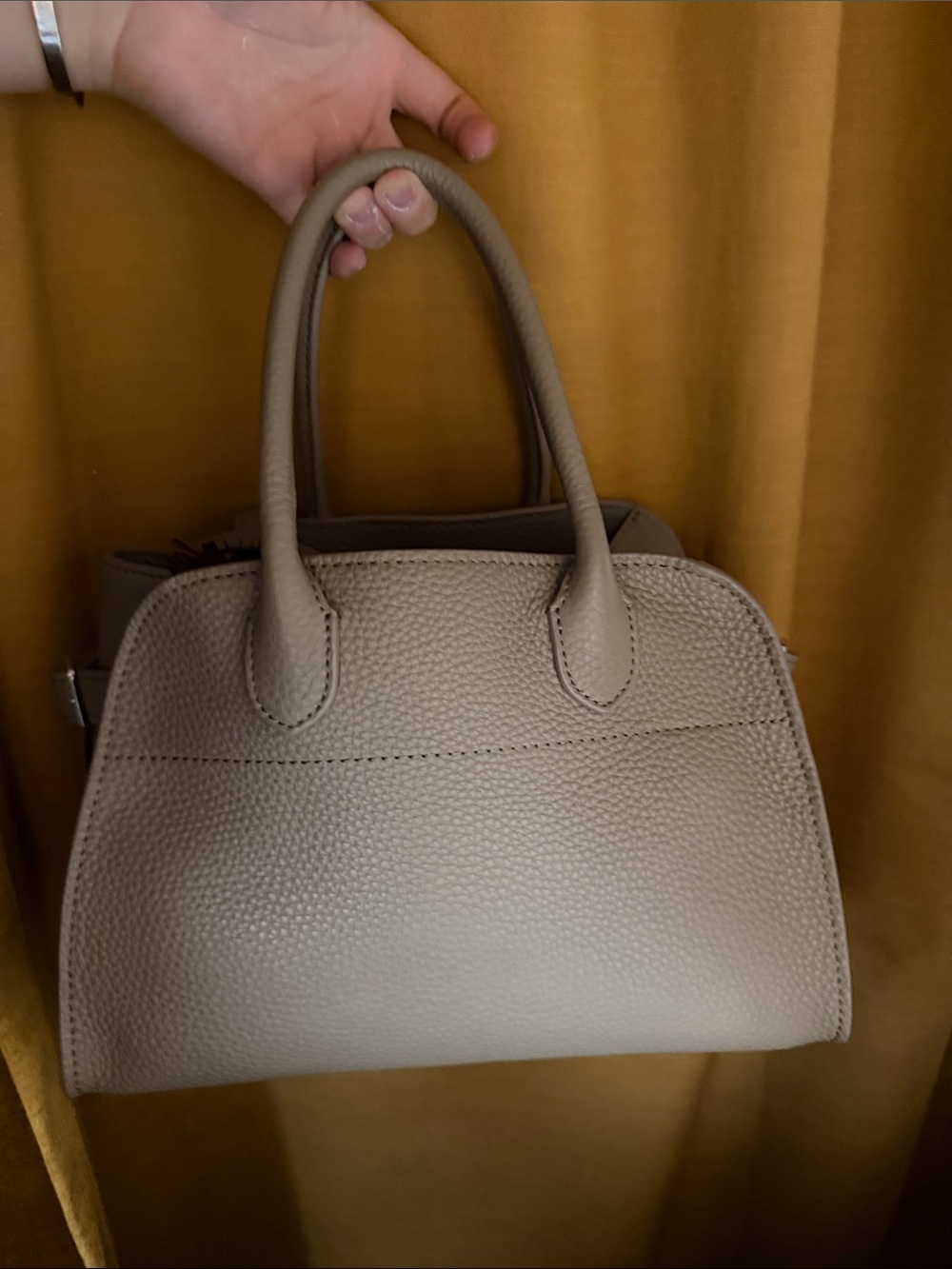 Taupe pebble leather bag